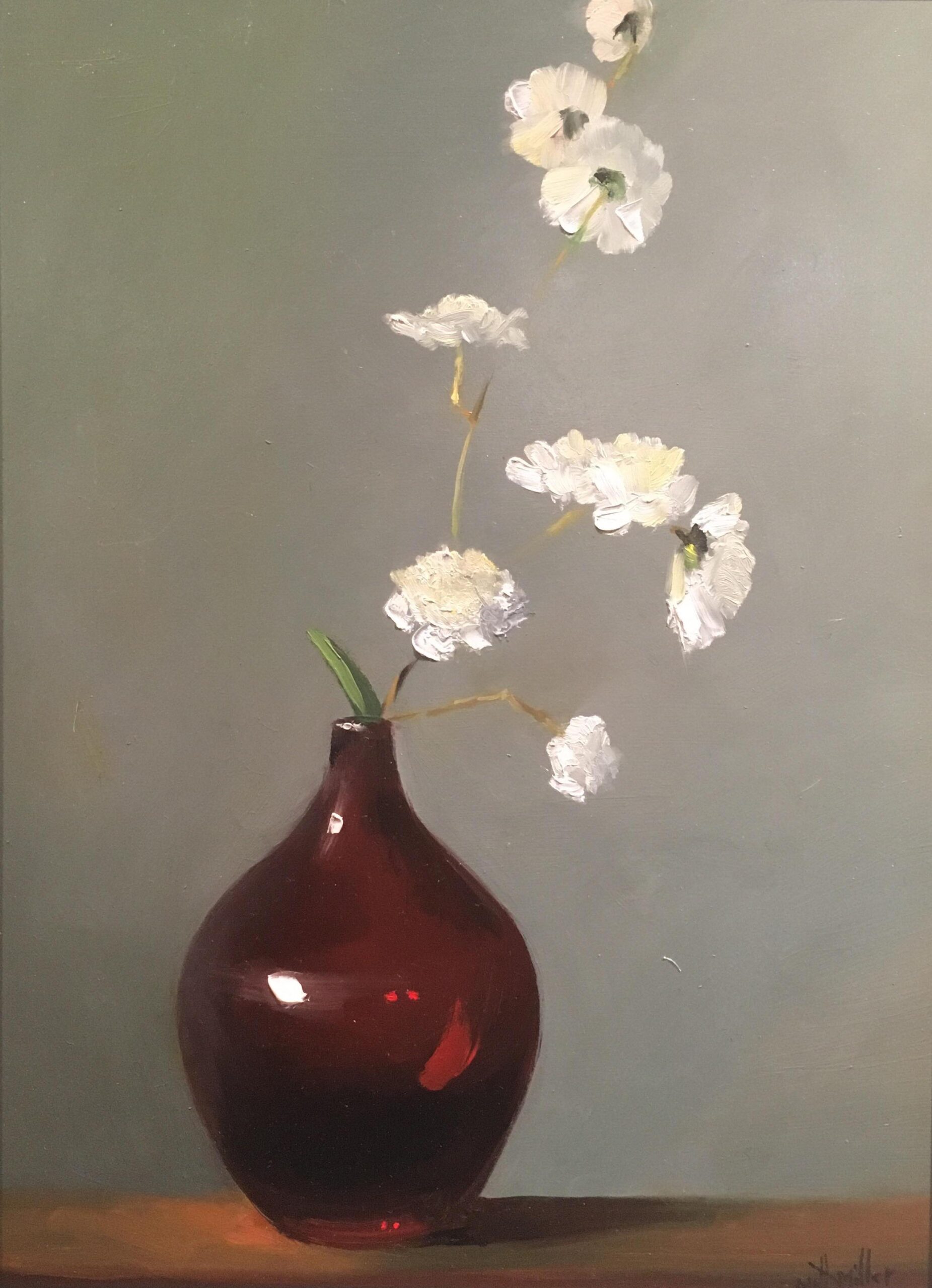 White Flowers and Red Vase CoSo Copley Society of Art